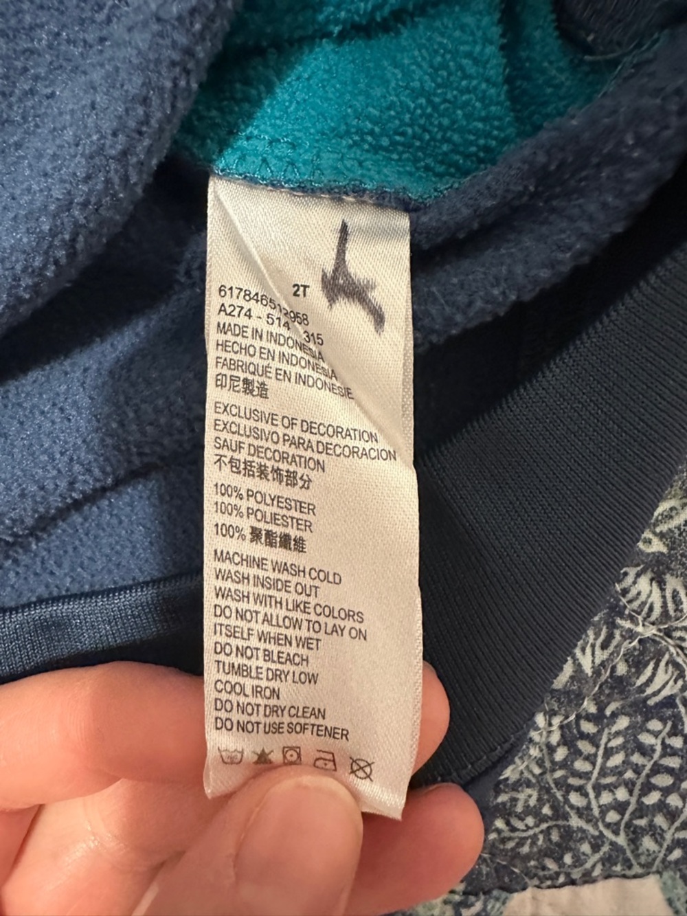 Nike Therma- Fit Blue Fleece Lined Hoodie Size 2T Toddler - Picture 10 of 10